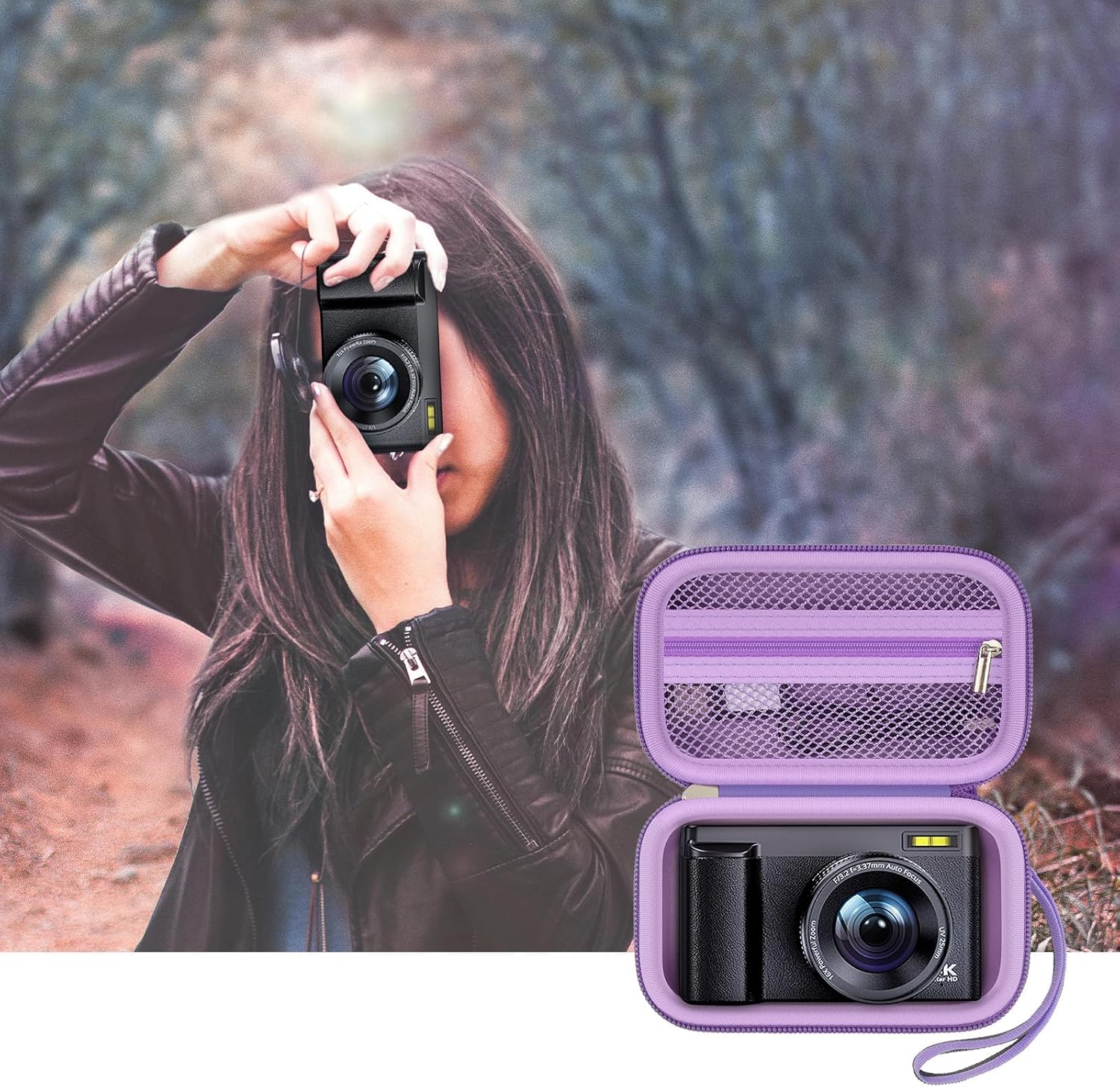 Digital Camera Case for Travelers & Vloggers, Case Only, Purple