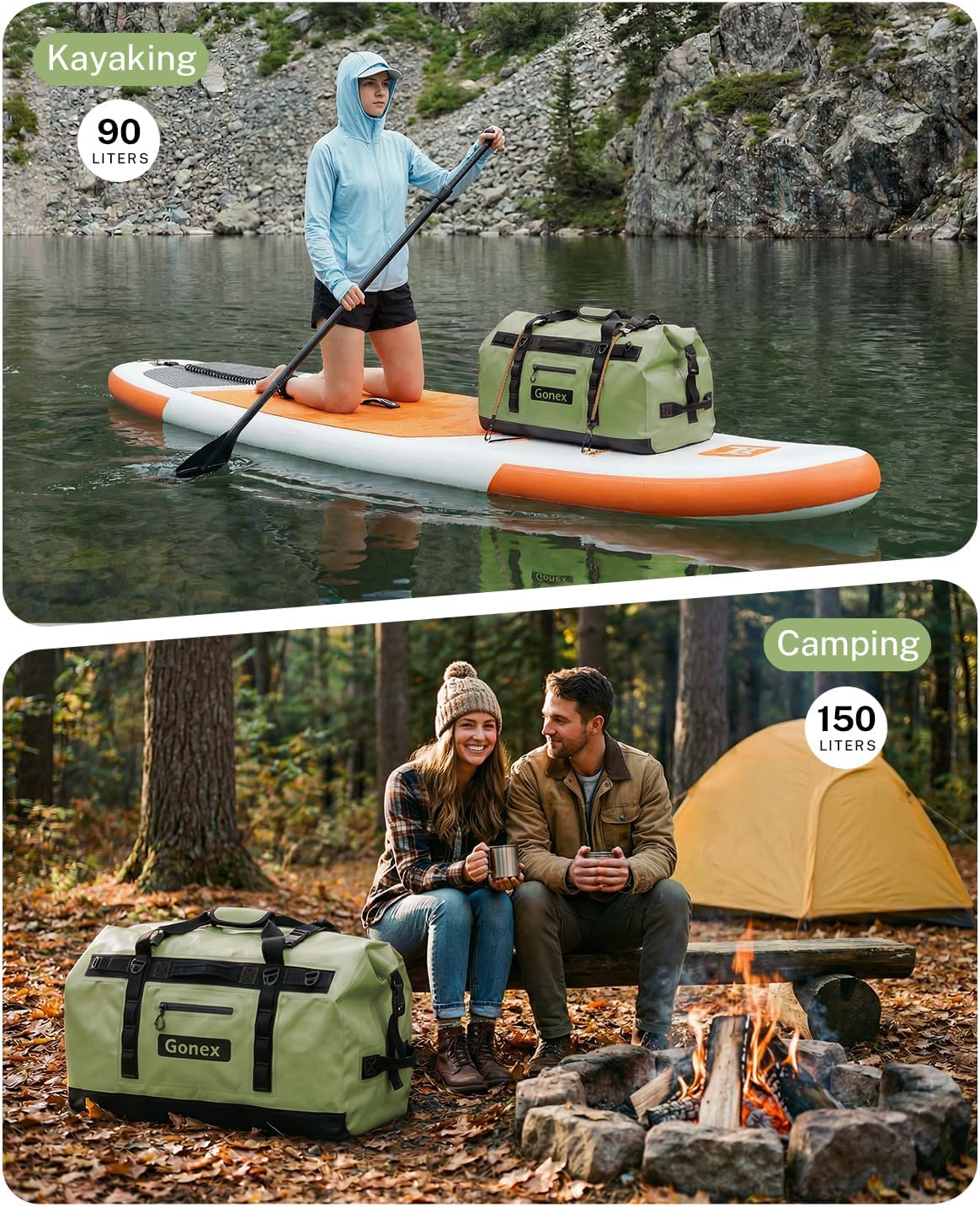 Gonex Waterproof Duffel Bag, 150L Heavy Duty Dry Bag, Reinforced Bottom