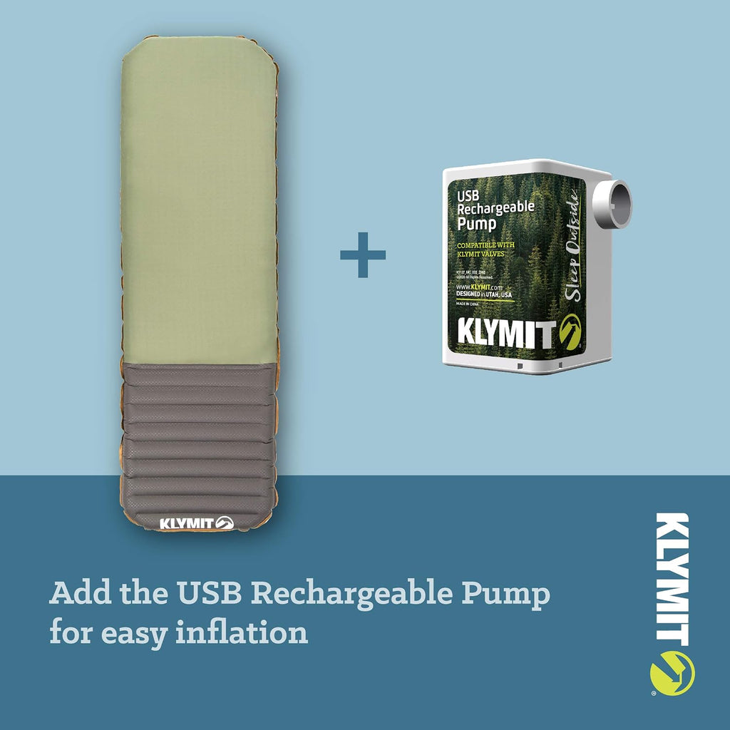 Klymit Klymaloft Lofted Inflatable Sleeping Pad for Camping with Memory Foam, Ultra-Thick Hiking and Backpacking Air Bed, 5 Inch Thick, Regular, Green