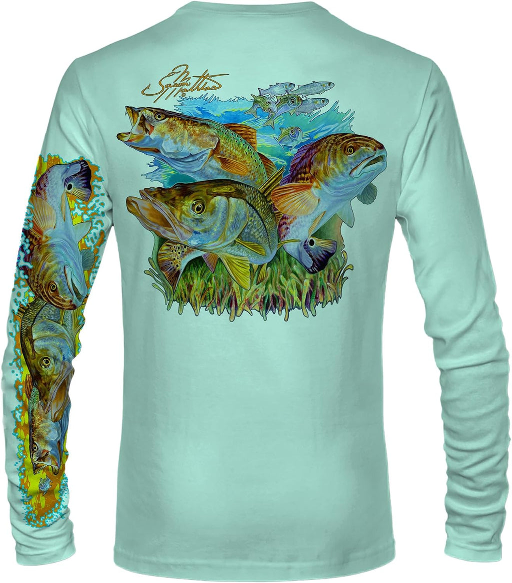 Men’s “Inshore Slam” Comfortable Fishing Shirt-UPF 50+ Interlocking Fabric, Quick-Dry, Ideal for Anglers (JM010)