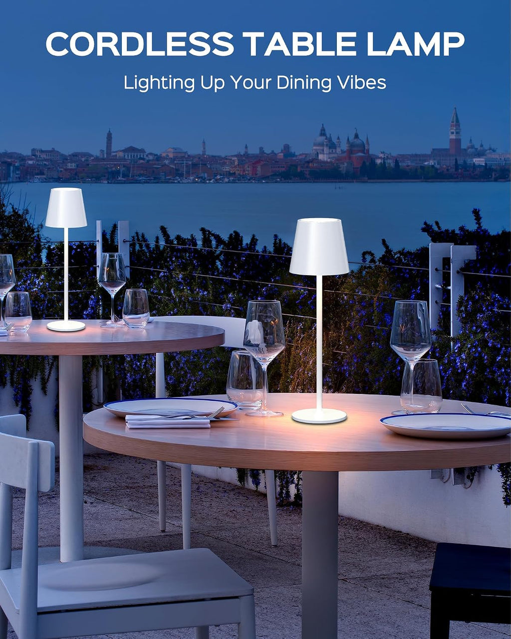 JACKYLED Cordless Table Lamps Rechargeable, 3 Height, 5000 Capacity