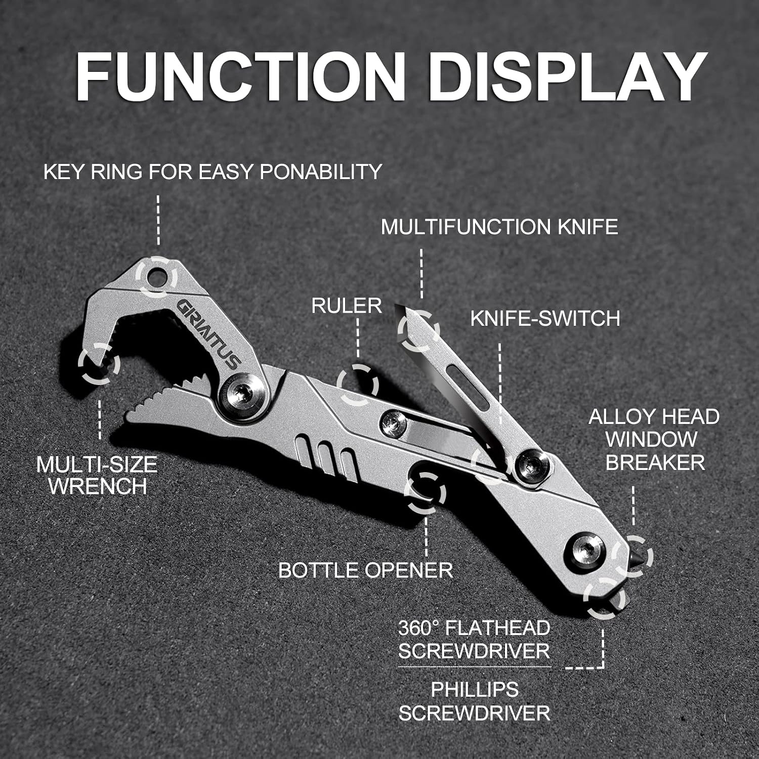 EDC Multitool 7 in 1 with knife, Wrench, Folding Knife, Screwdriver