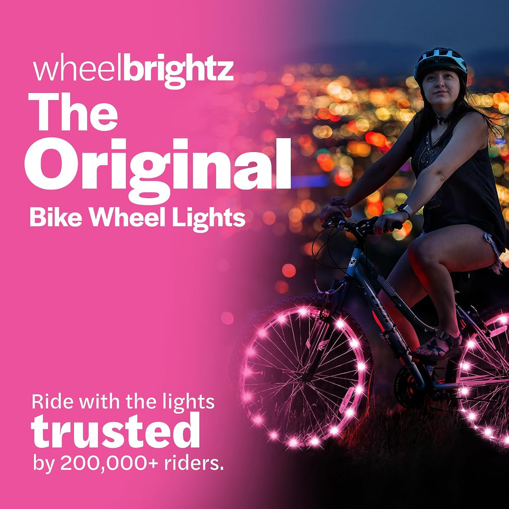 Brightz WheelBrightz LED Bike Wheel Lights - 2026 Edition with Superior Straps & LED-Weatherproof Shield! 14 Colors - Unmatched Durability, Visibility & 48+ Hours of Dazzling Illumination