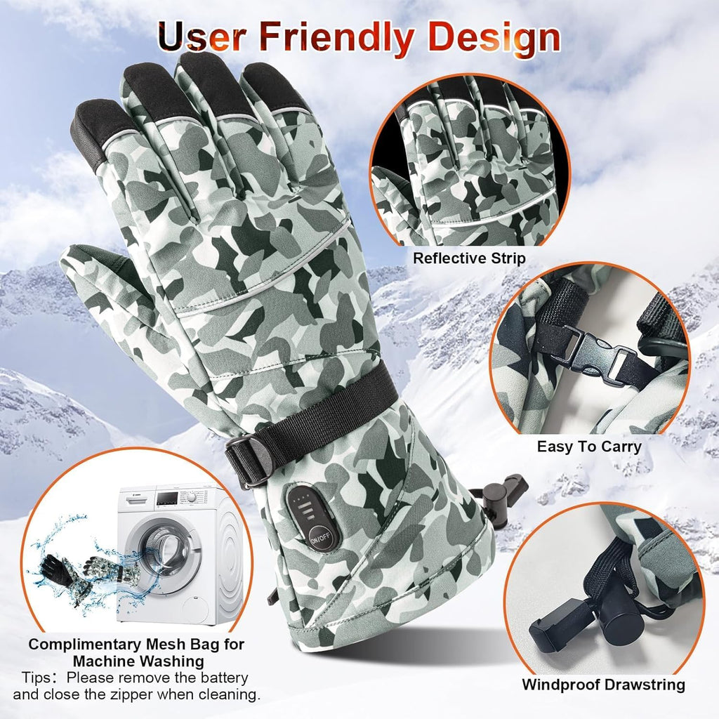 Rechargeable Heated Gloves for Men Women Hand Warmers Winter Ski Gloves