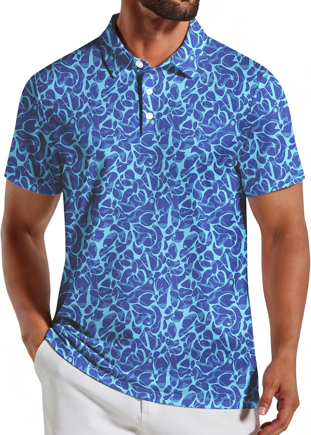 COOFANDY Mens Golf Polo Shirts Short Sleeve Quick Dry Casual Collared Shirt