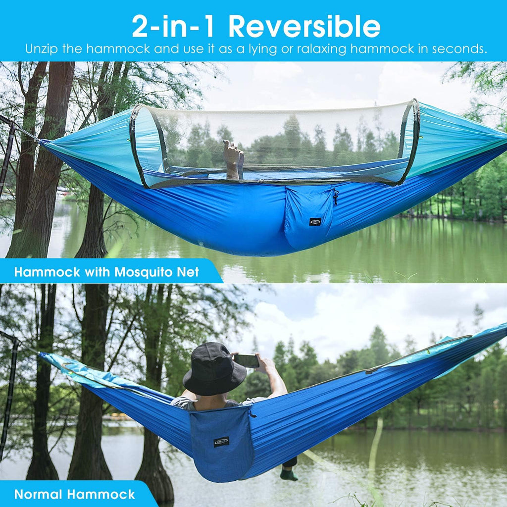 G4Free Large Camping Hammock for Outside with Mosquito Net 2 People Hammock