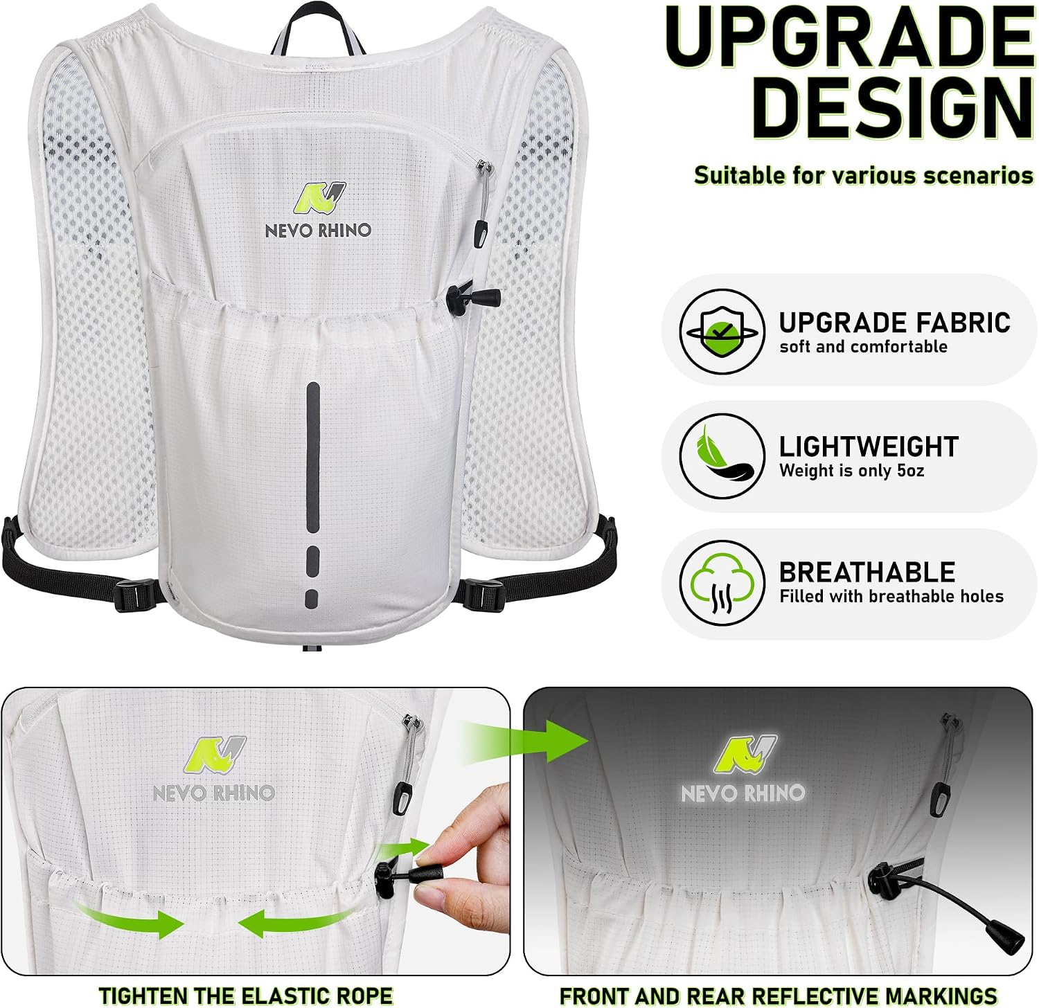 N NEVO RHINO Running Vest with 1.5L Water Bladder, Hydration Vest Pack