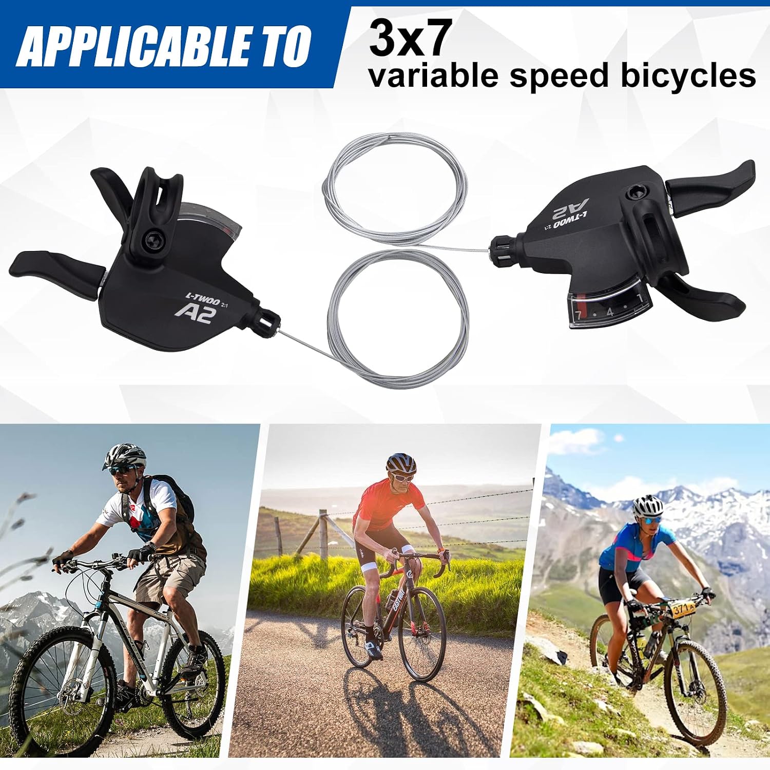 WEEROCK Bike Shifter Lever 21 Speeds 3x7 Thumb Gear Shift Lever for Mountain Bicycle
