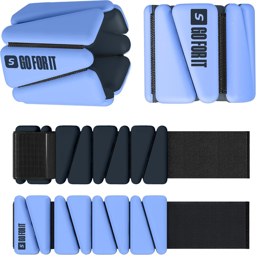 SPORTBIT Wrist and Ankle Weights for Women - Set of 2 (1lb Each) Wearable Ankle & Wrist Weights - Leg & Arm Bands, Silicone Weighted Bracelets for Workout, Walking, Running, Yoga, Pilates