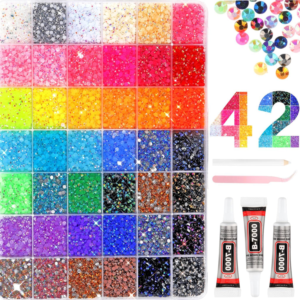 52000Pcs 42 Colors Resin Jelly Rhinestones for Bedazzling