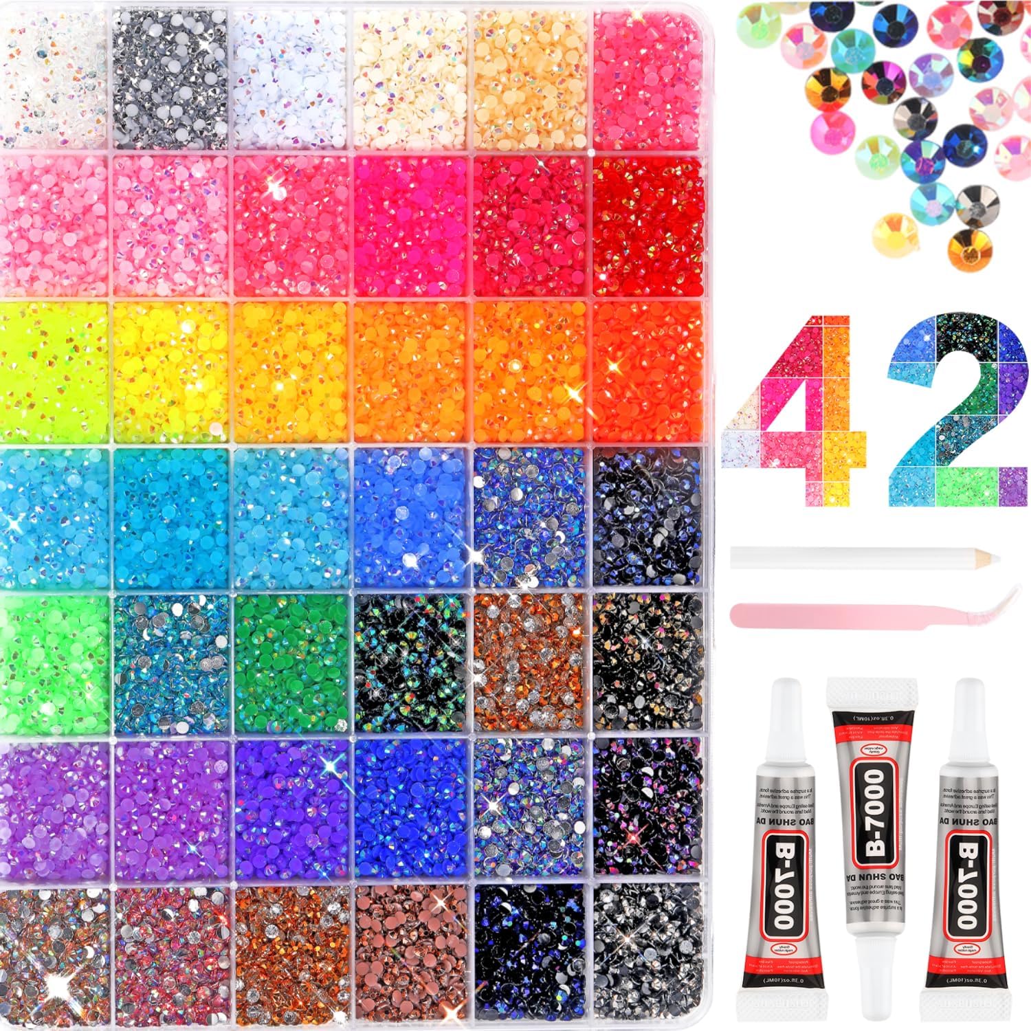 52000Pcs 42 Colors Resin Jelly Rhinestones for Bedazzling