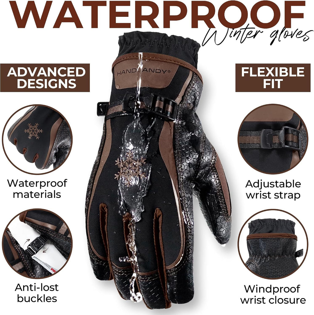 HANDLANDY Winter Work Gloves for Men Women, 3M Thinsulate Insulated Thermal Waterproof Skiing Hiking Cold Weather Gloves