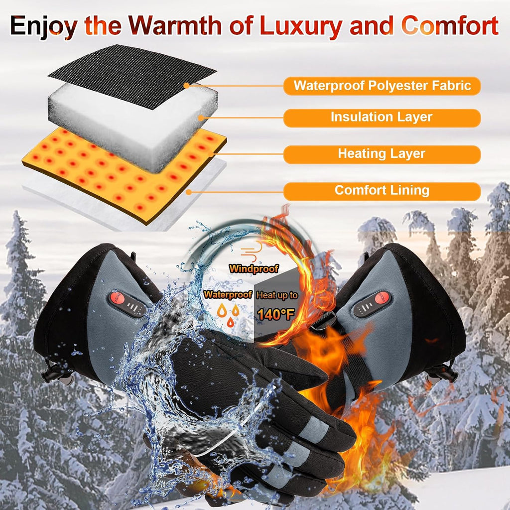 Rechargeable Heated Gloves for Men Women Hand Warmers Winter Ski Gloves