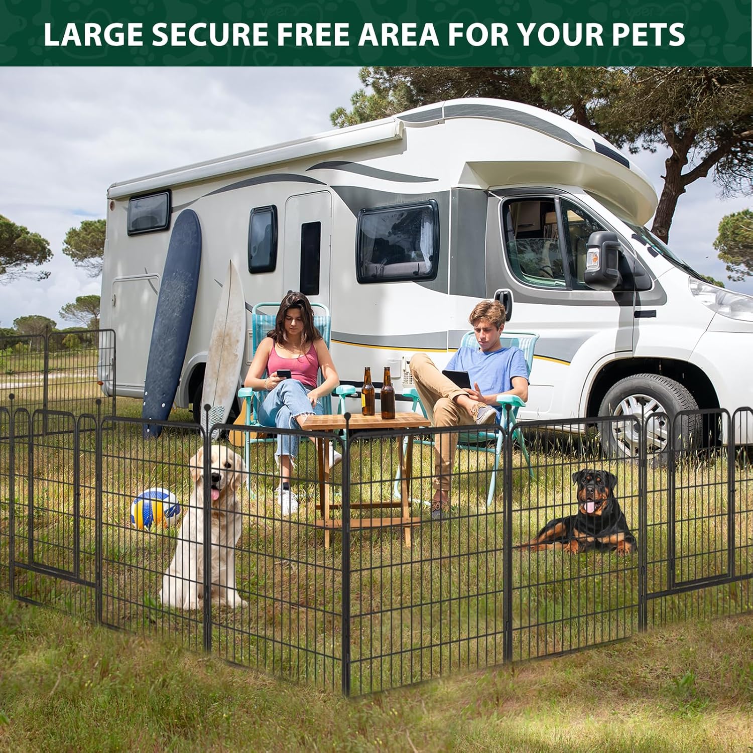 VISCOO Dog Playpen Outdoor, 16 Panels 40" High Metal Dog Fence with Gate