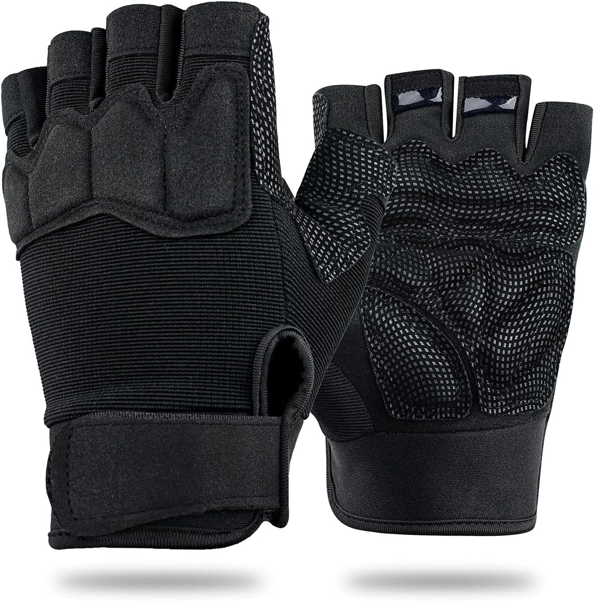 FIORETTO Fingerless Gloves for Men, Breathable Grip Palm Gloves for Motorcycle Riding, Driving, Cycling, Exercise, Workout, Climbing, Hiking and Outdoor Activities M210603