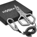 HOOK-EZE 17-4 Fishing Pliers, Saltwater Resistant Fishing Scissors,Tungsten Cutters, Knot Tying Tool with Lanyard, Split Ring Hook Remover, Gifts for Men
