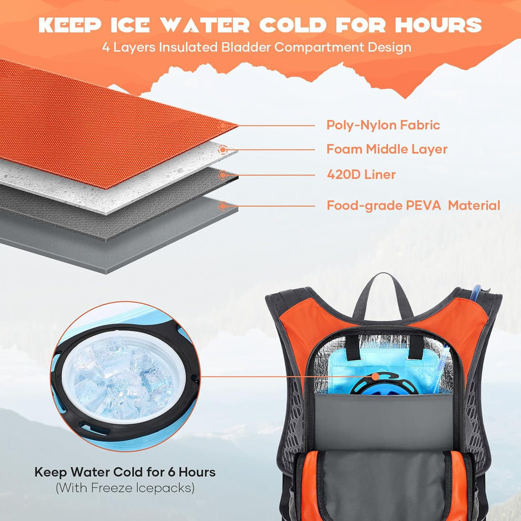 Maelstrom Lightweight Hydration Hiking Backpack with 2L/3L Water Bladder