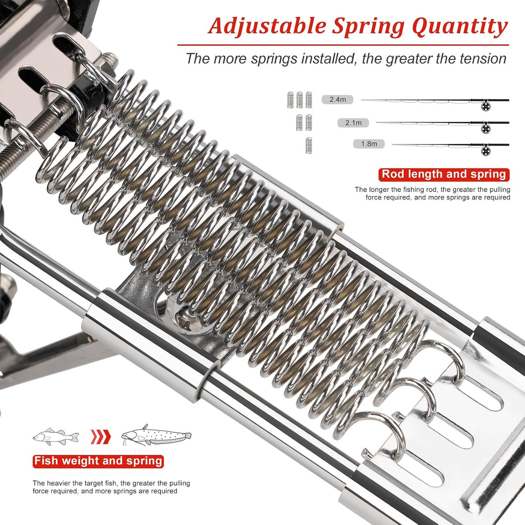 QualyQualy Fishing Rod Holders for Ground, High Sensitivity Spring Automatic Fishing Rod Holder, All Metal Heavy Duty Adjustable Fishing Pole Stand, Bank Fishing Rod Rack Stand-2Pack