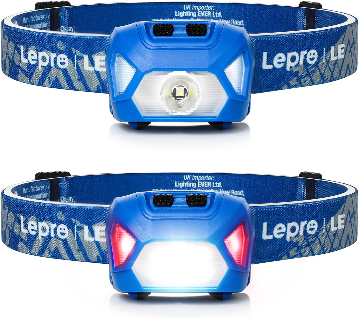 Lepro Headlamp Battery Powered Waterproof LED Headlight 2 Pack - Blue