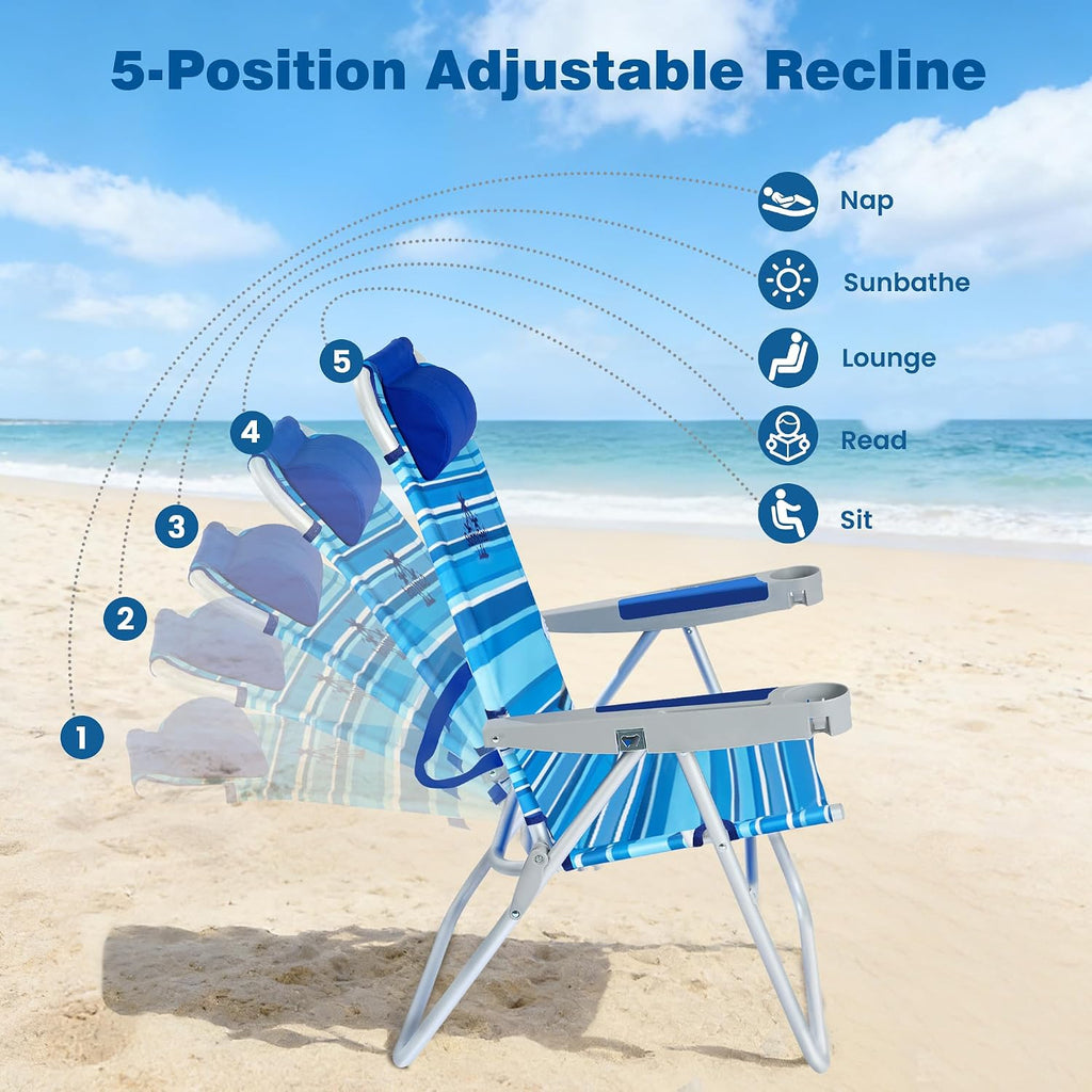 SUNNYFEEL Tall Beach Chair for Adults, High Back High Seat Folding Chairs