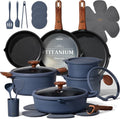 CAROTE 30pcs Titanium Cookware Set, Pots and Pans Set Detachable Handle
