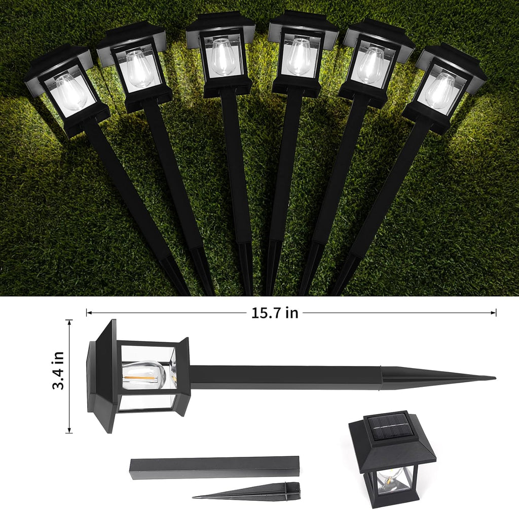Greluna Solar Pathway Lights Outdoor,12 Pack Cool White 6000K Solar Lights, | Waterproof Auto On/Off Dawn to Dusk Landscape Lights for Garden, Path, Yard, Patio, Driveway,Walkway Decor