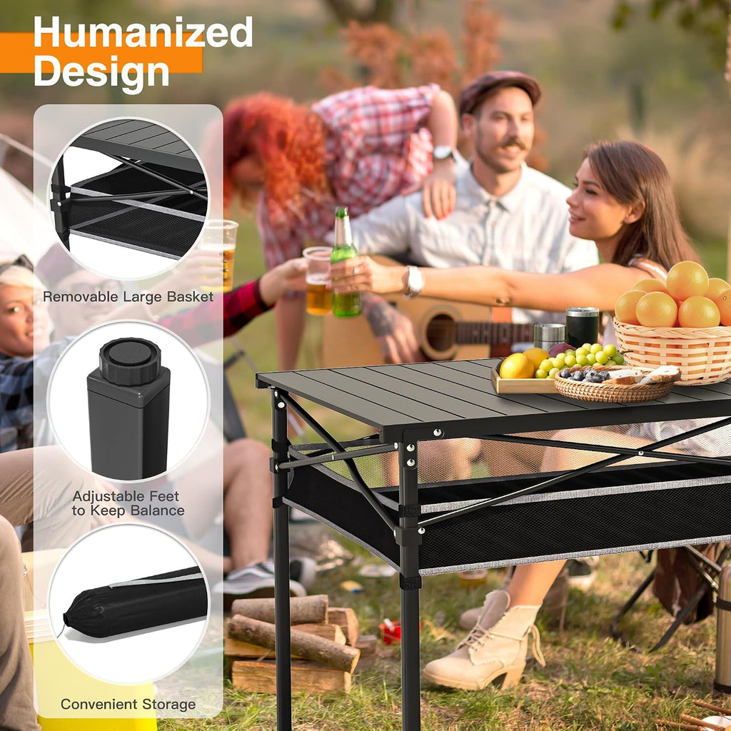 46.6 Inch Aluminum Foldable Camping Table for Party and Picnic