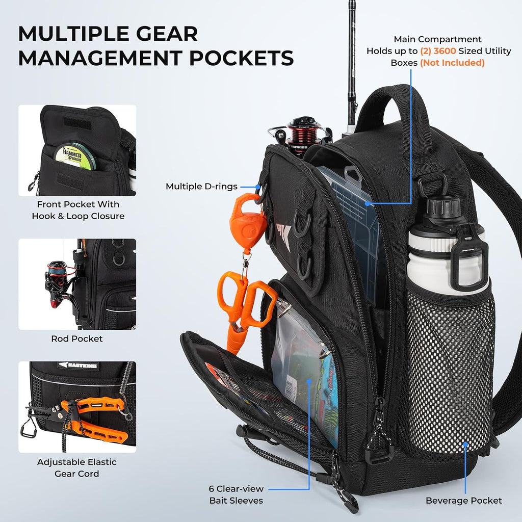 KastKing BaitSpace Fishing Sling Bag, Fishing Backpack with Rod Holder