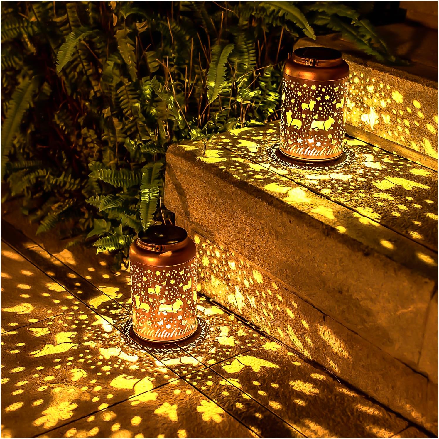 Corgi Dog Solar Lanterns Outdoor Hanging Waterproof Solar Lights Dog Gifts for Women Men Metal Decorative LED Lanterns for Outside, Patio, Landscape, Yard Decor, Garden Decorations