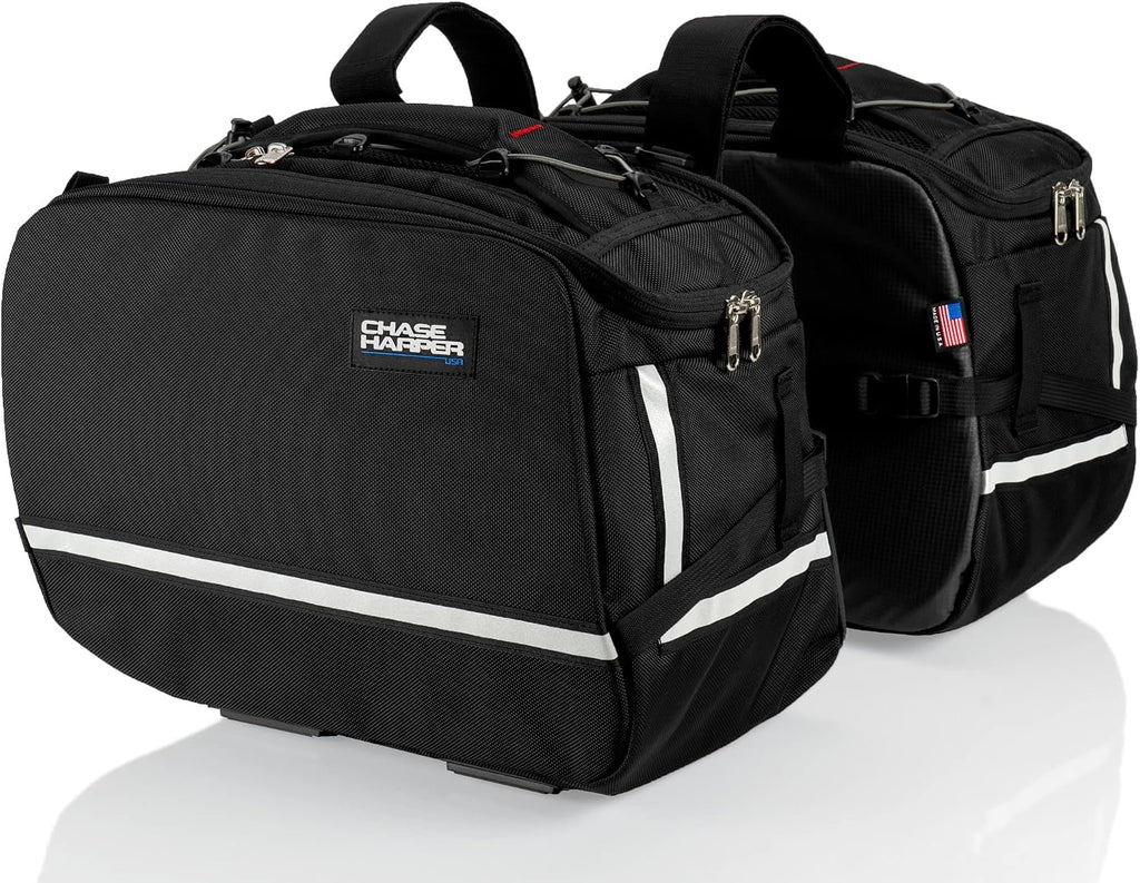 Chase Harper USA 3550 Aeropac II Saddle Bags - Water-Resistant, Industrial Grade Ballistic Nylon w/Thermoplastic Insert, Anti-Scratch Vinyl on Inward Facing Wall, 14" L x 9" W x 10.5" H (Per Side)