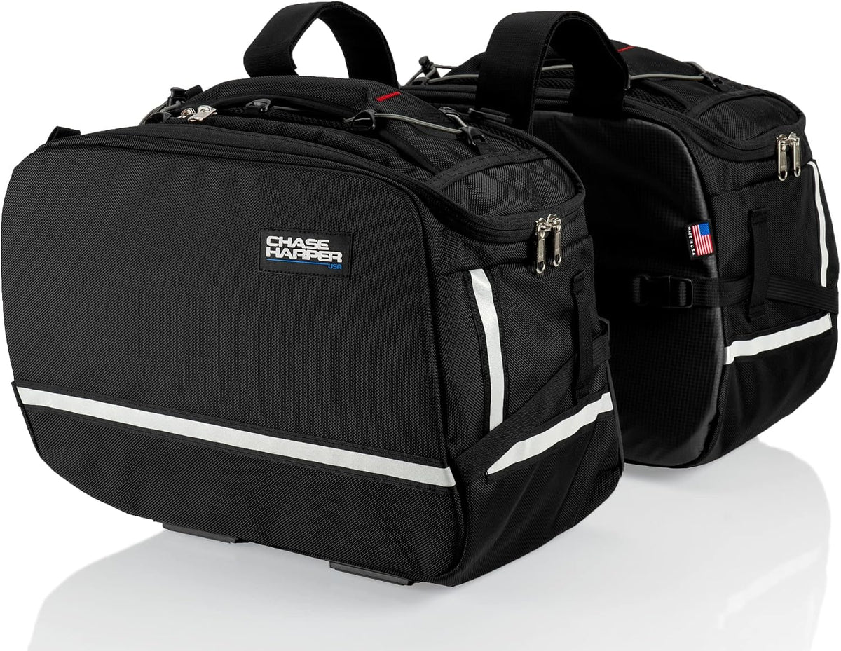 Chase Harper USA 3550 Aeropac II Saddle Bags - Water-Resistant, Industrial Grade Ballistic Nylon w/Thermoplastic Insert, Anti-Scratch Vinyl on Inward Facing Wall, 14" L x 9" W x 10.5" H (Per Side)