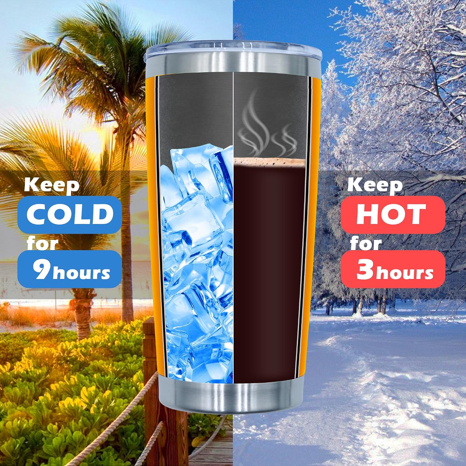 20oz Tumbler with Lid Stainless Steel Tumblers Insulated Mug Orange 12P