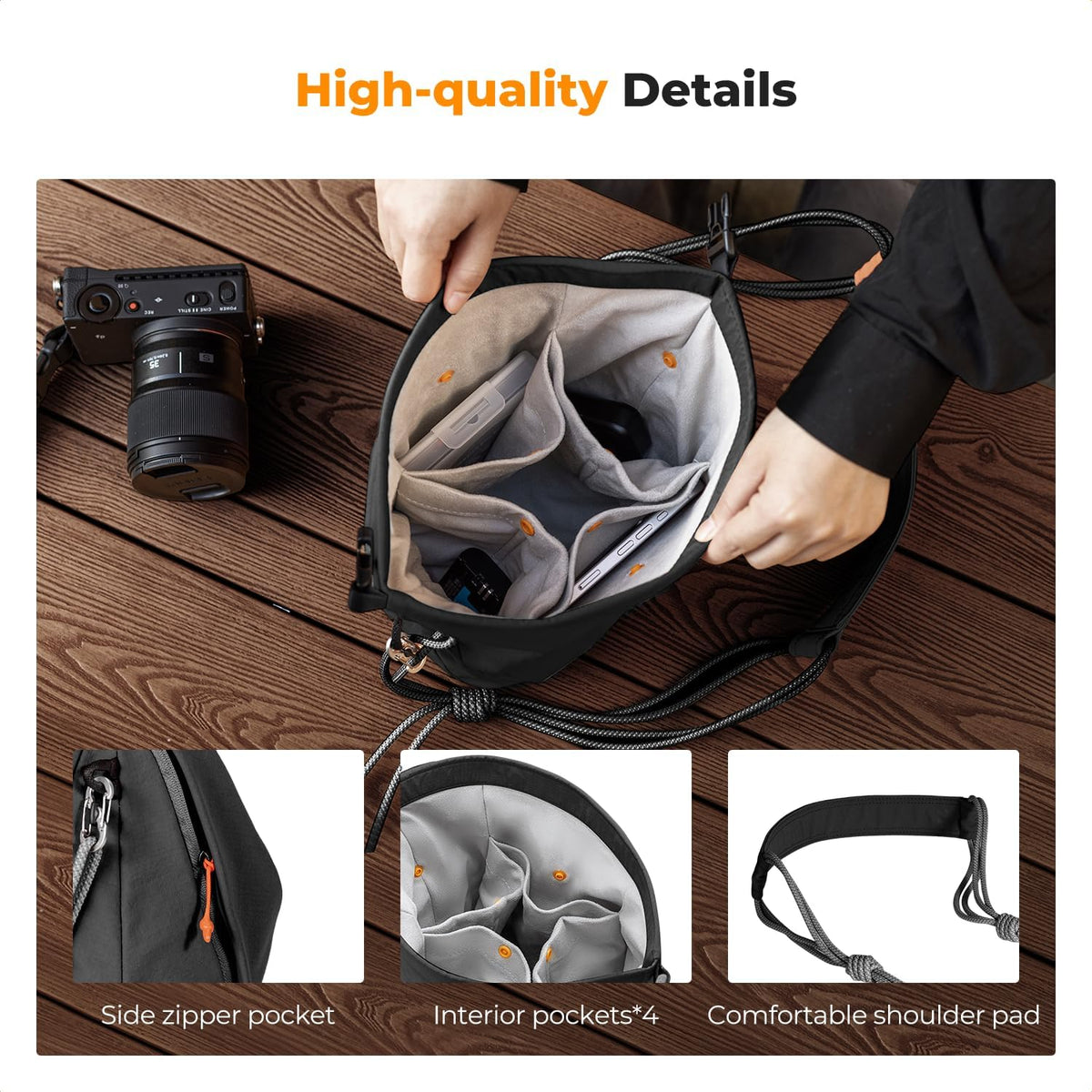 K&F CONCEPT Camera Sling Bag Small Camera Compact Case