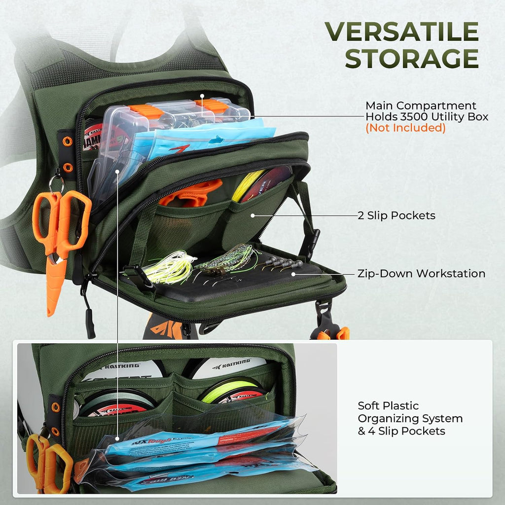 KastKing BaitBoss Water-Resistant Fishing Chest Pack; Fishing Bag for Men