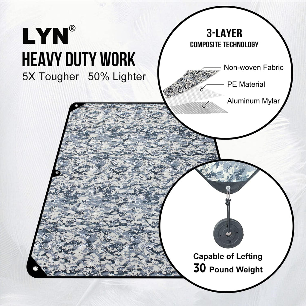 LYN Heavy Duty Emergency Blanket Survival Gear Waterproof Insulated Blanket Emergency Tarp for Camping, Hiking, Bushcraft