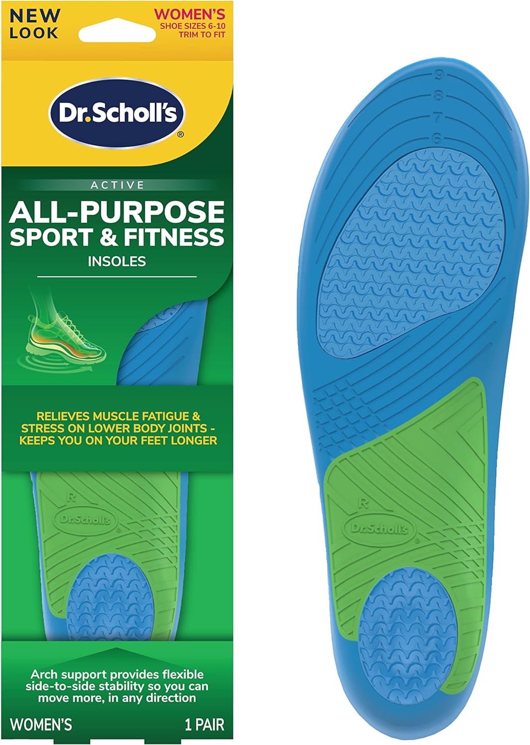 Dr. Scholl’s Sport Insoles, Superior Shock Absorption and Arch Support to Reduce Muscle Fatigue and Stress on Lower Body Joints for Men, Shoe Inserts Men Size 8-14