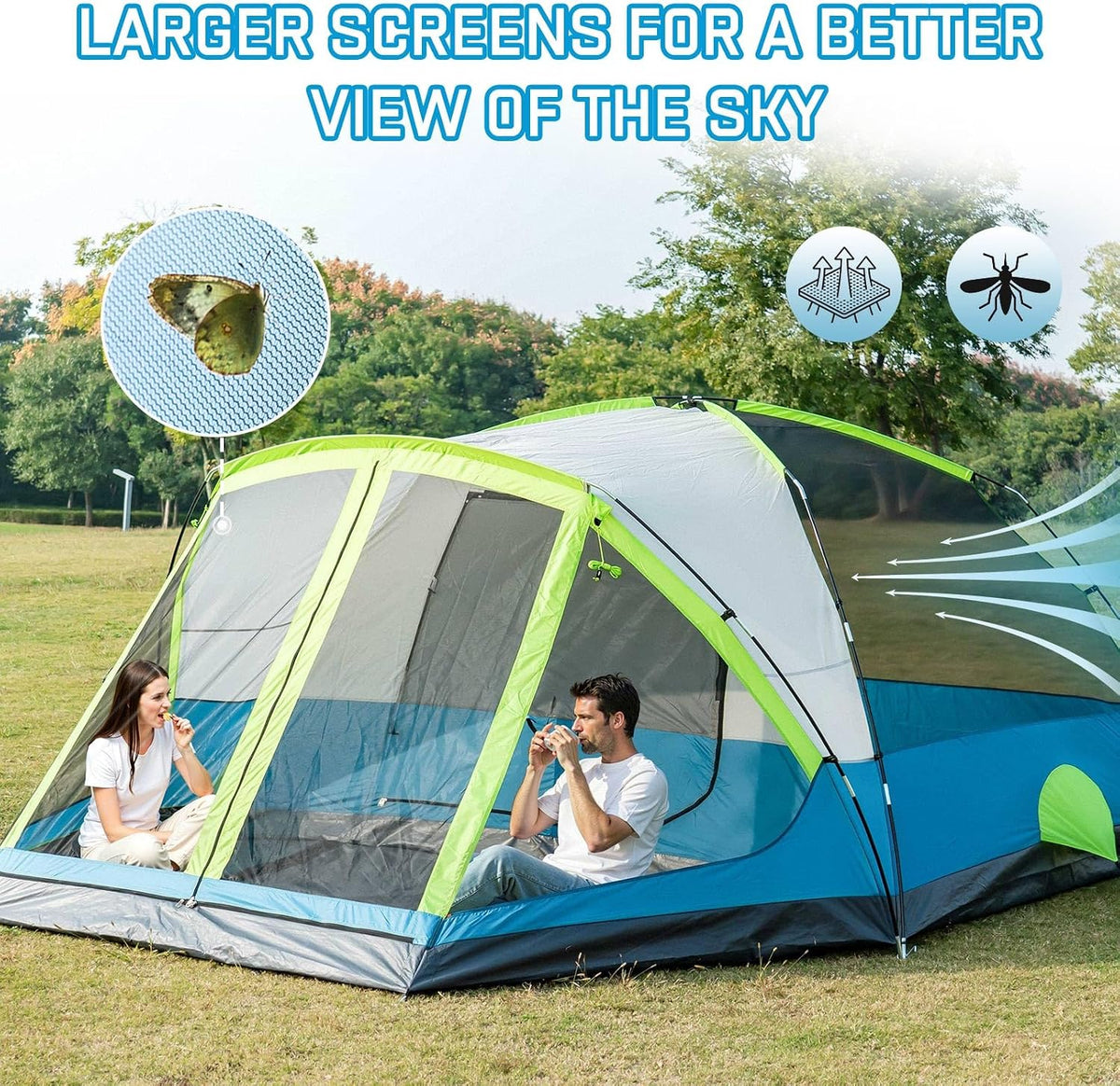 JELUCAMP 6/8 Person Camping Tent with Screen Porch Family Tents for Camping