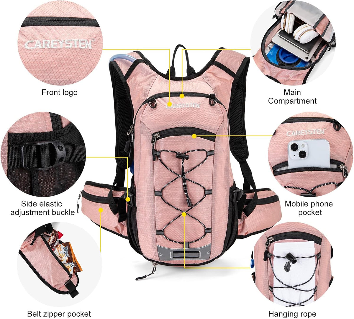 Hydrating Backpack 15LInsulated Hiking Bag with 2-Liter Water Bag