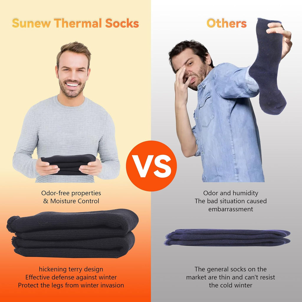 Sunew 4 Pairs Thermal Socks Skiing Snowboarding Hiking Mens Womens 7X Warmer Winter Crew Boot Socks