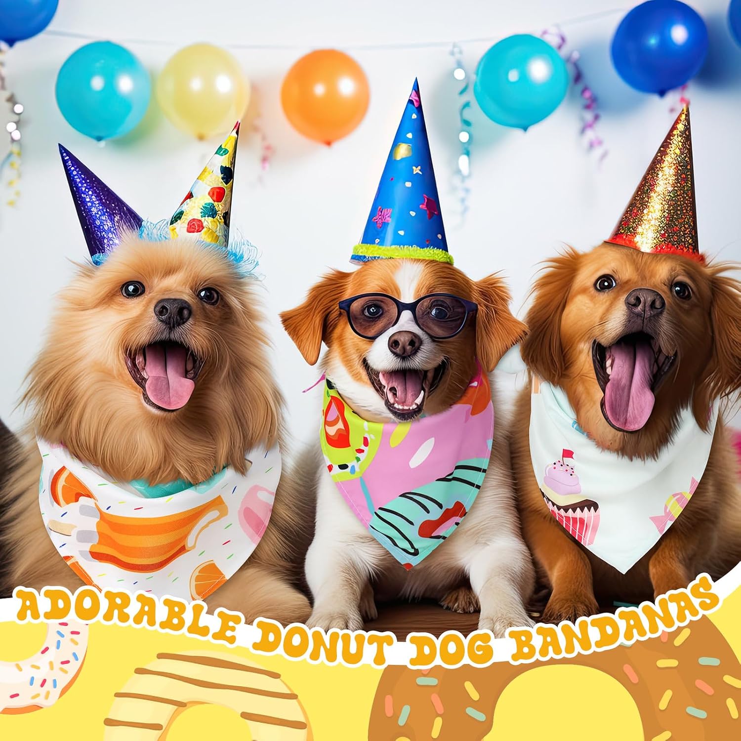 Huhumy 100 Pcs Donut Dog Bandanas Bulk Summer Donut Bandanas for Dogs