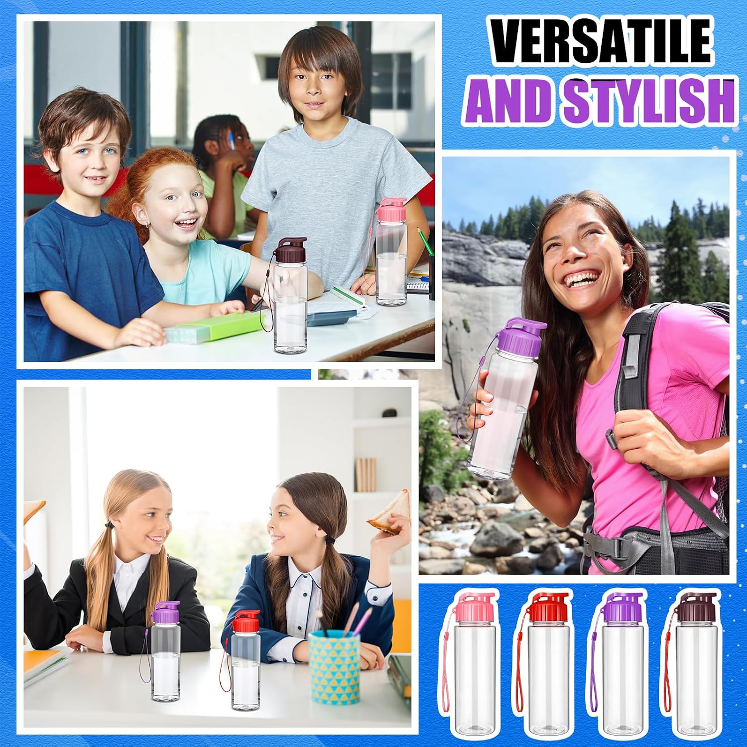Mifoci 20 Pcs Plastic Water Bottles Bulk 17 oz, Vibrant Color