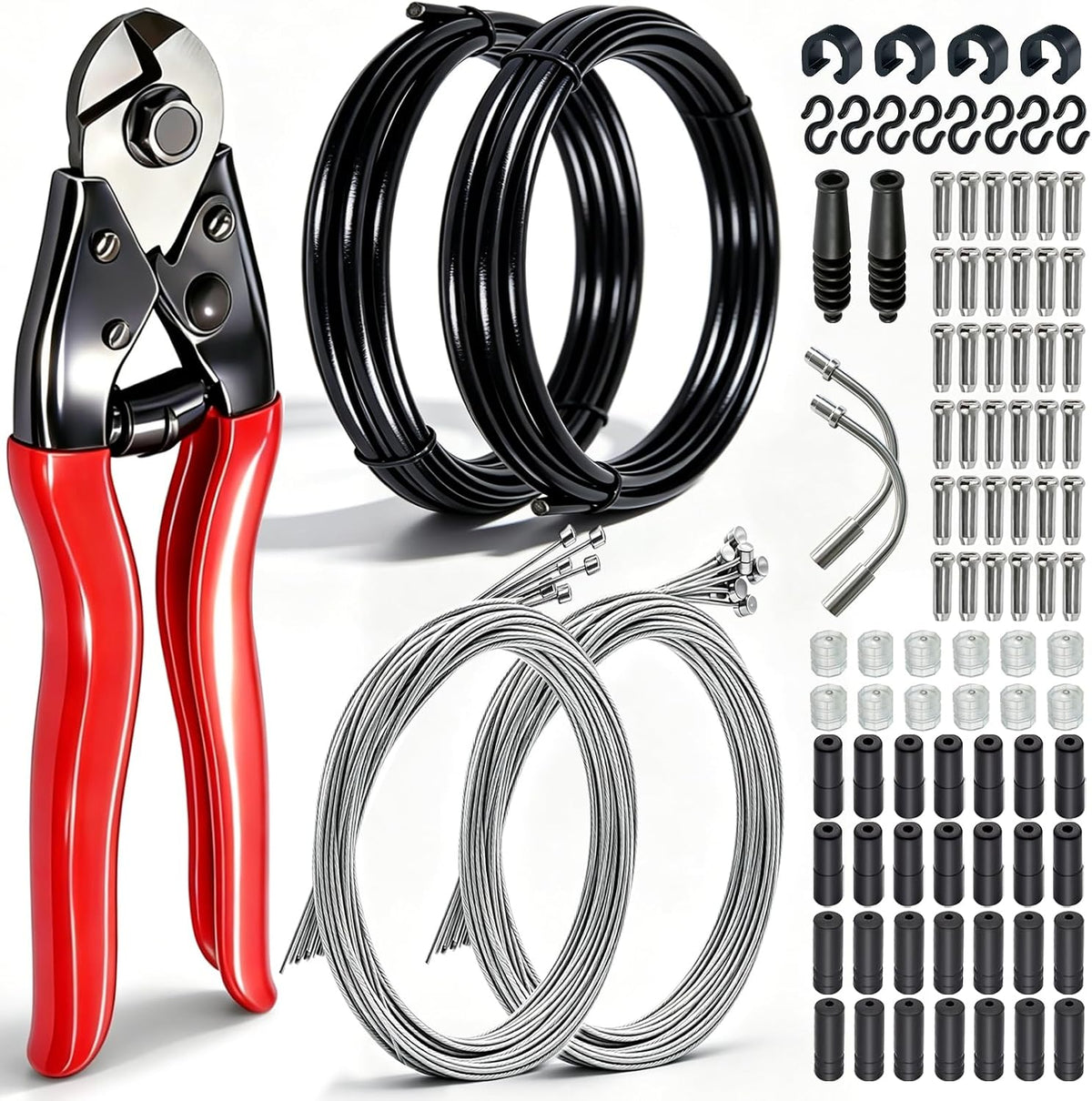 weideer 107PCS Stainless Steel Wire Cutter Bike Brake Cable Housing Shifter Cable Housing Universal Bike Cable Kit Bicycle Brake Cable Shift Cable with Bike Cable End Caps O-Rings