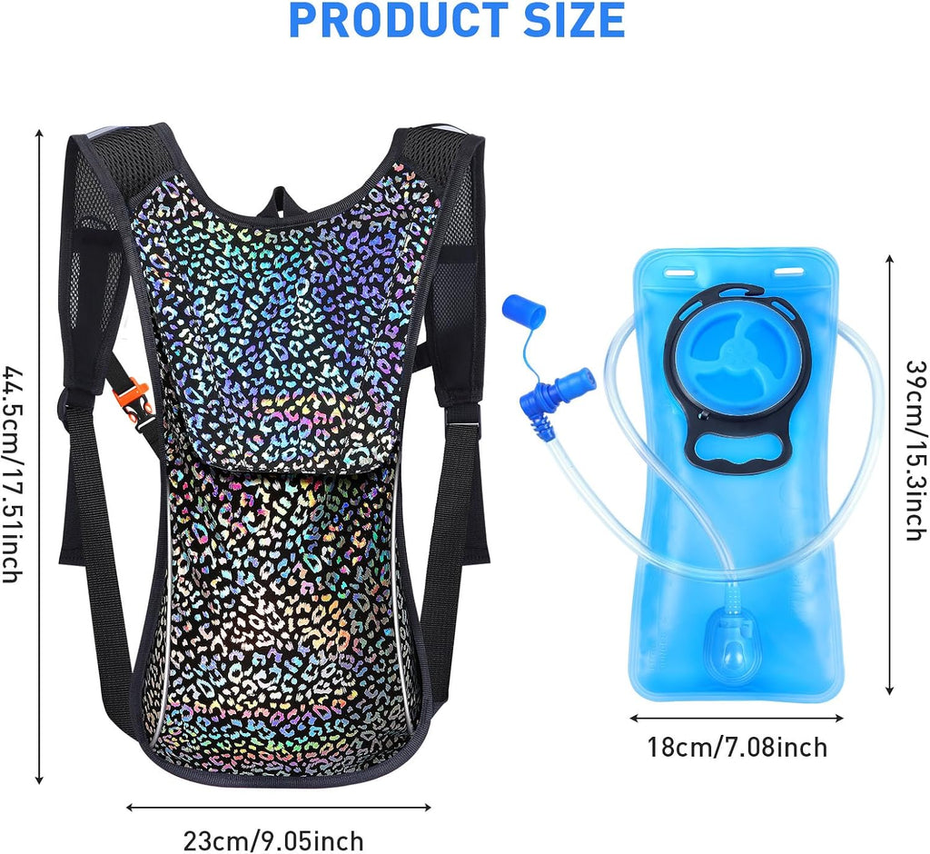 KUYOU Rave Hydration Pack, Hydration Backpack with 2L Hydration Bladder, Festival Essential Water Backpack for Hiking, Running, Cycling, and Music Festivals