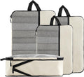 U+U 4 Set Compression Packing Cubes, Travel Organizers (Cream)