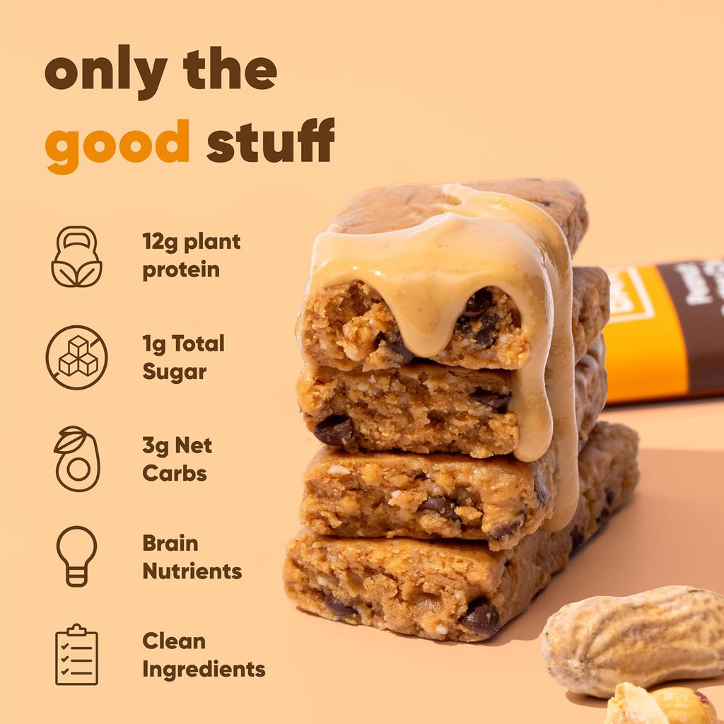 IQBAR Clean Protein Bars, Low Sugar Keto, Peanut Butter Chip 24-Count