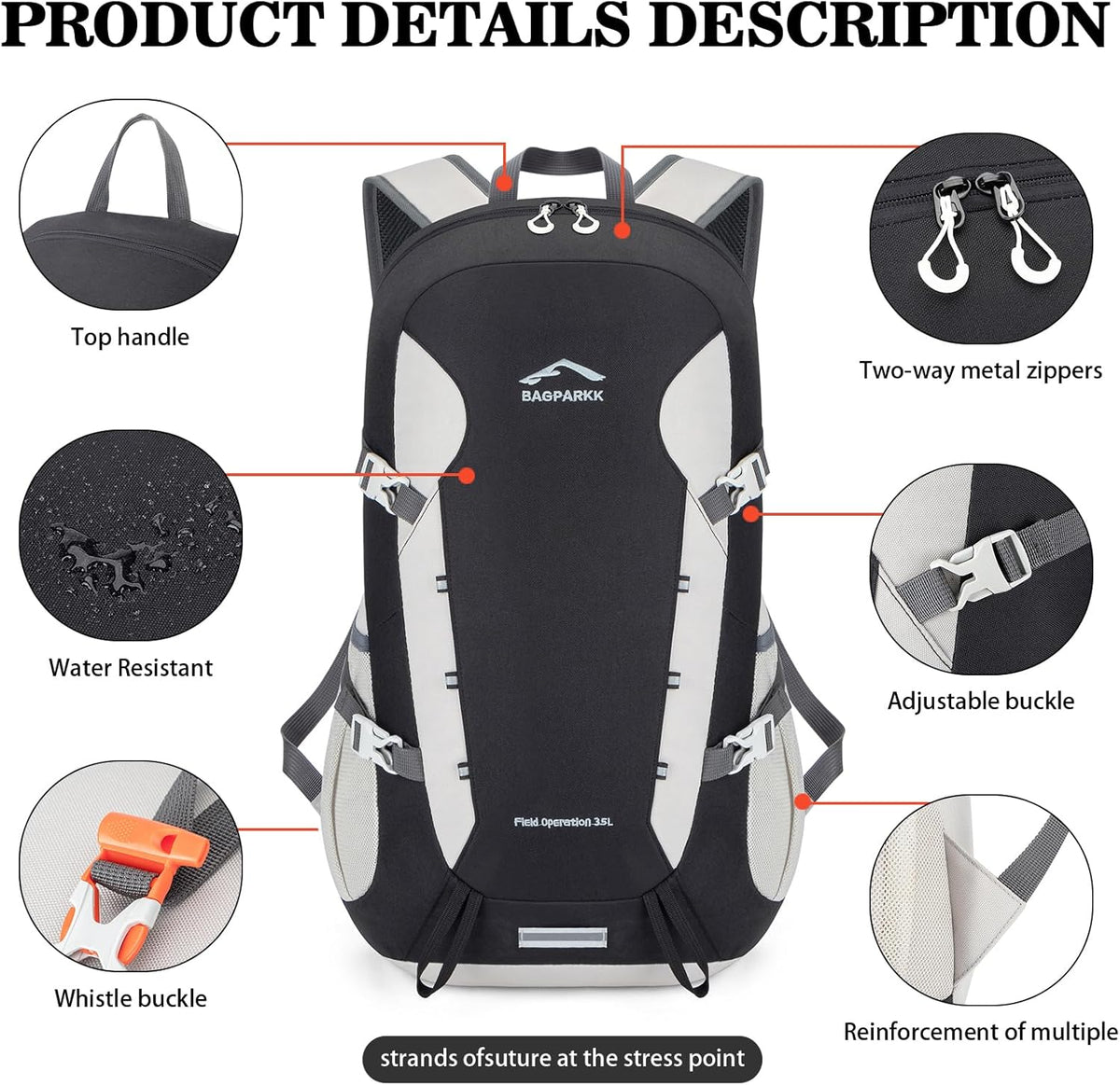 BAGPARKK 35L Ultra Lightweight Foldable Packable Hiking Backpack