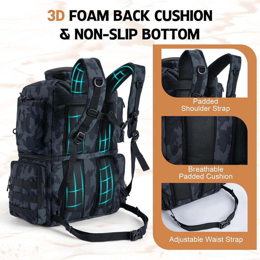 Goture Fishing Backpack with Cooler, 2 3600 Tackle Boxes,2 Rod Holders