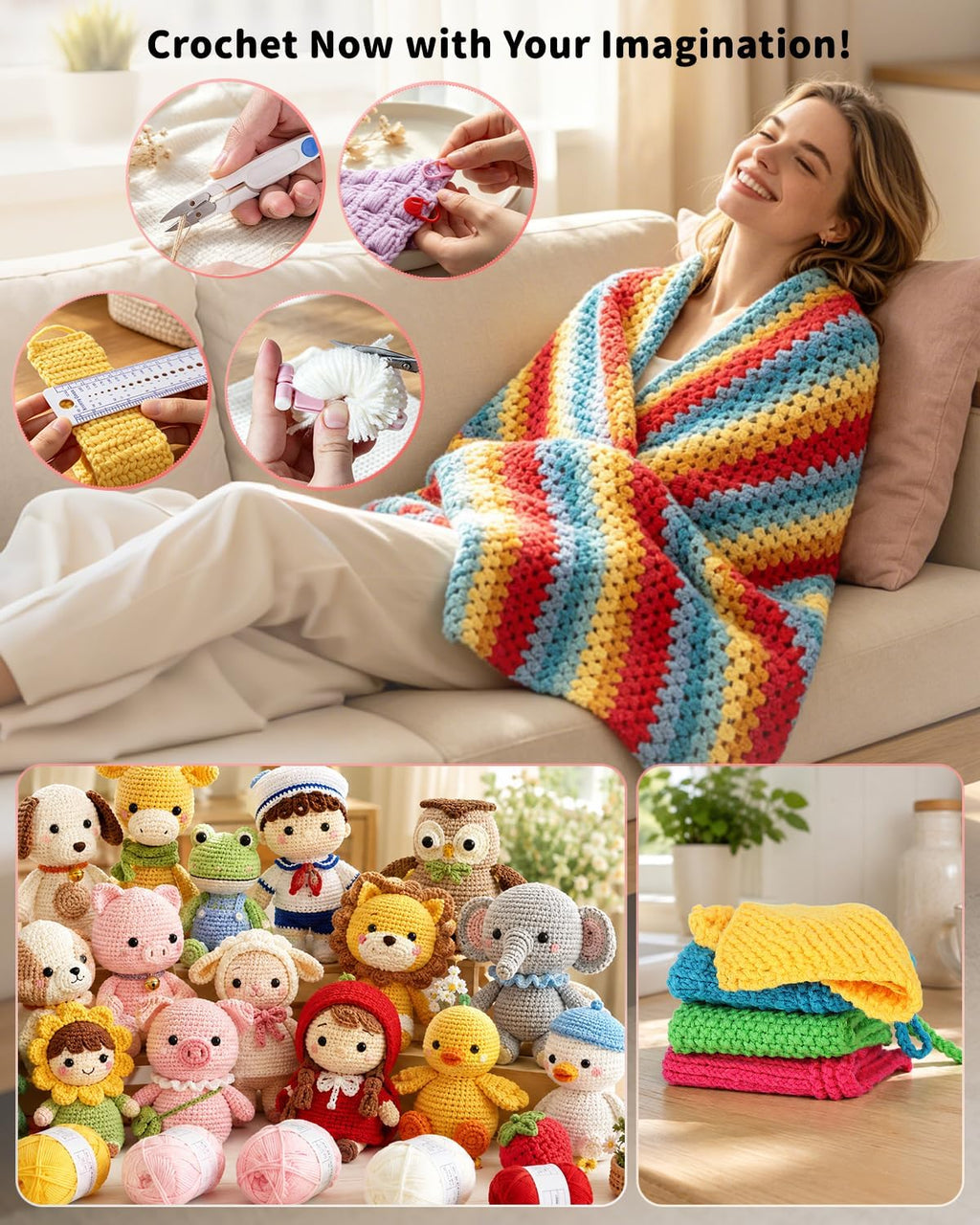 Aeelike Crochet Kit for Beginners- Ideal DIY Craft Gift for Women, Pink