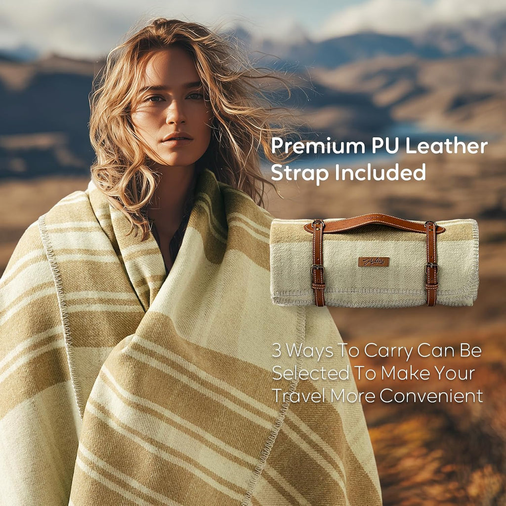 Molithe 100% Wool Blanket, 62" x 86", Warm, Thick, Military, Camping Gear