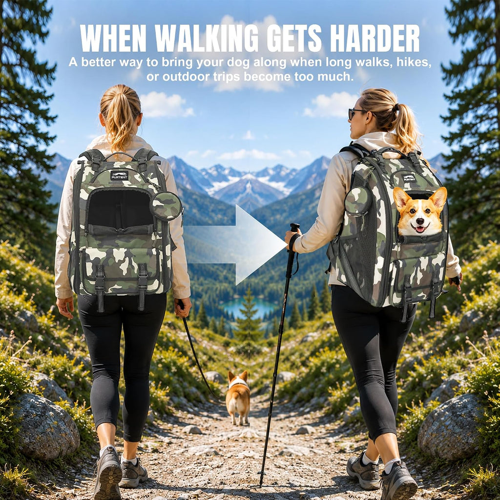 Dog Backpack Carrier for Hiking, Supportive Small Dog Carrier Up to 20 lb